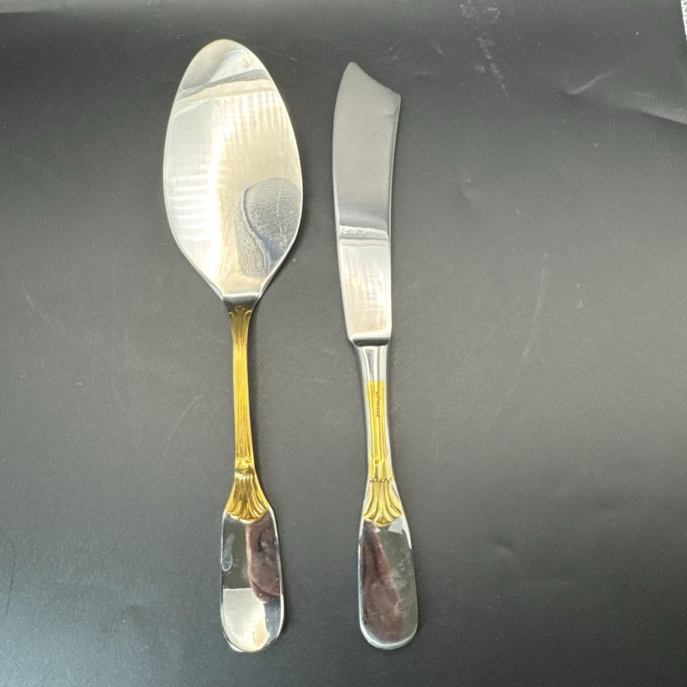 Gottinghen Cake‎ Knife Server 18/10 Stainless Steel Plated With 24K Gold ITALY